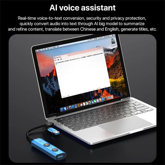 YCE V295B 5 in 1 USB 3.0 / Type-C Dual Head Hub Multifunctional Voice Recognition Smart AI Expansion Dock - Blue - 7
