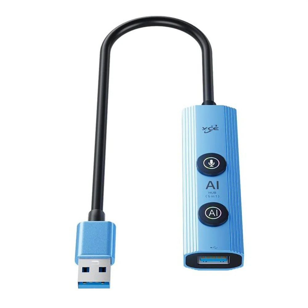 YCE V295A 5 in 1 USB3.0 Hub Aluminum Alloy Multi-Function AI Expansion Dock - Blue - 3