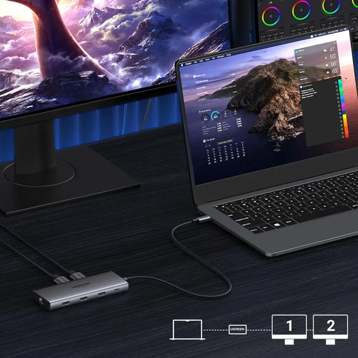 UGREEN 15534 USB-C Hub 8K / 4K HD RJ45 USB 3.0 PD 100W 10 in 1 Aluminum Alloy Adapter - 4