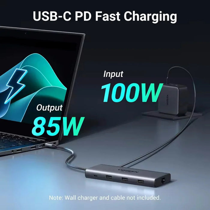 UGREEN 15534 USB-C Hub 8K / 4K HD RJ45 USB 3.0 PD 100W 10 in 1 Aluminum Alloy Adapter - 5