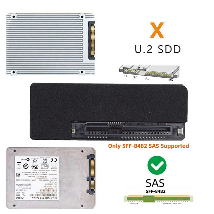 SF-090-SATA SFF-8482 SAS 29Pin to 7+15 22Pin SATA Hard Disk Drive Raid Adapter with Chipset - 4