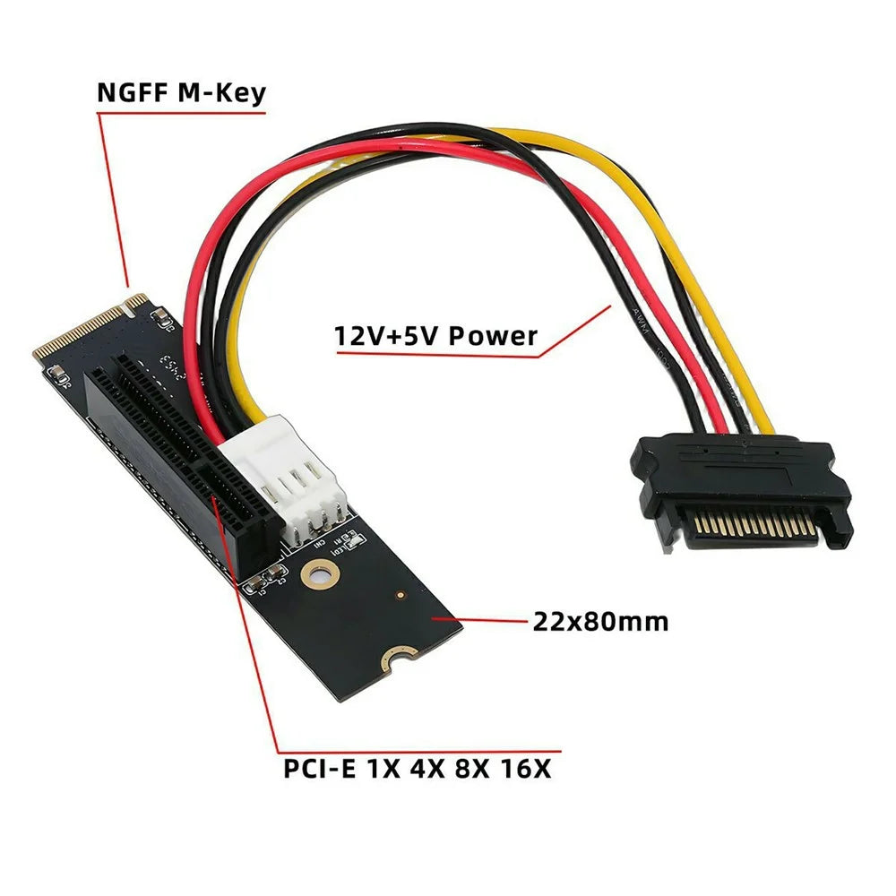 EP-048 M.2 NGFF NVMe M-Key Extender to PCI-E X1 X4 X8 X16 Graphics Card Riser Adapter - 4