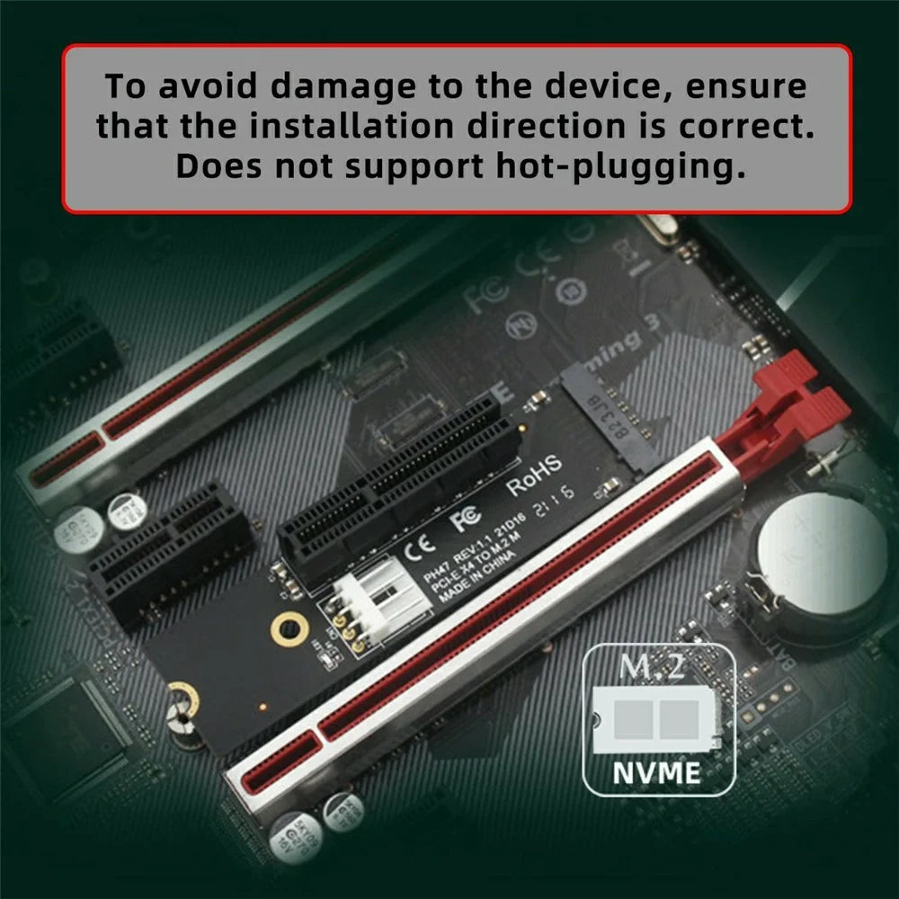 EP-048 M.2 NGFF NVMe M-Key Extender to PCI-E X1 X4 X8 X16 Graphics Card Riser Adapter - 7