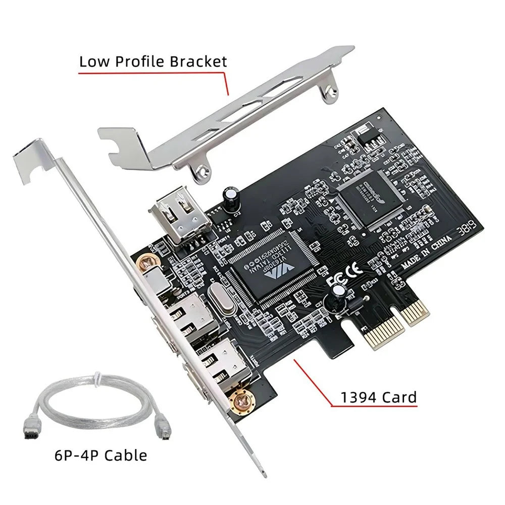 EP-053 IEEE 1394 to PCI-E Card 3x6Pin 1x4Pin Firewire 400 Adapter Card with Cable + Low Profile Bracket - 7