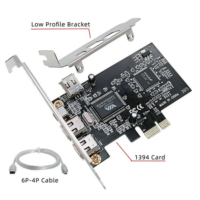 EP-053 IEEE 1394 to PCI-E Card 3x6Pin 1x4Pin Firewire 400 Adapter Card with Cable + Low Profile Bracket - 7