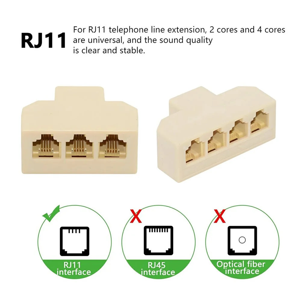 CA-006 4Pcs / Set 1 / 2 / 3 / 4-Way Outlet 6P4C RJ11 RJ12 Telephone Phone Modular Jack Line Splitter Adapter - 4