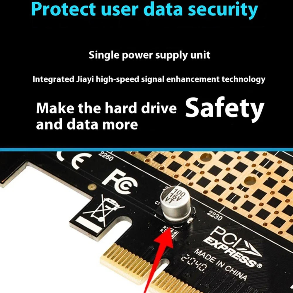 JEYI SK4 M.2 NVMe SSD to PCIe 4.0 X1 X4 X16 Adapter SSD Expansion Card - PCIe-X4 - 4
