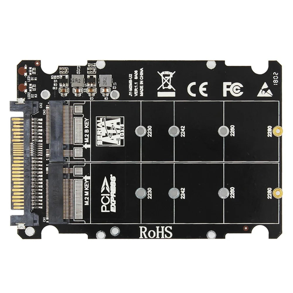 JEYI U2PCB U.2 to PCIe Adapter Card SFF-8639 PCIe 3.0 X4 SATA SSD Dual Ports Expansion Card - 4