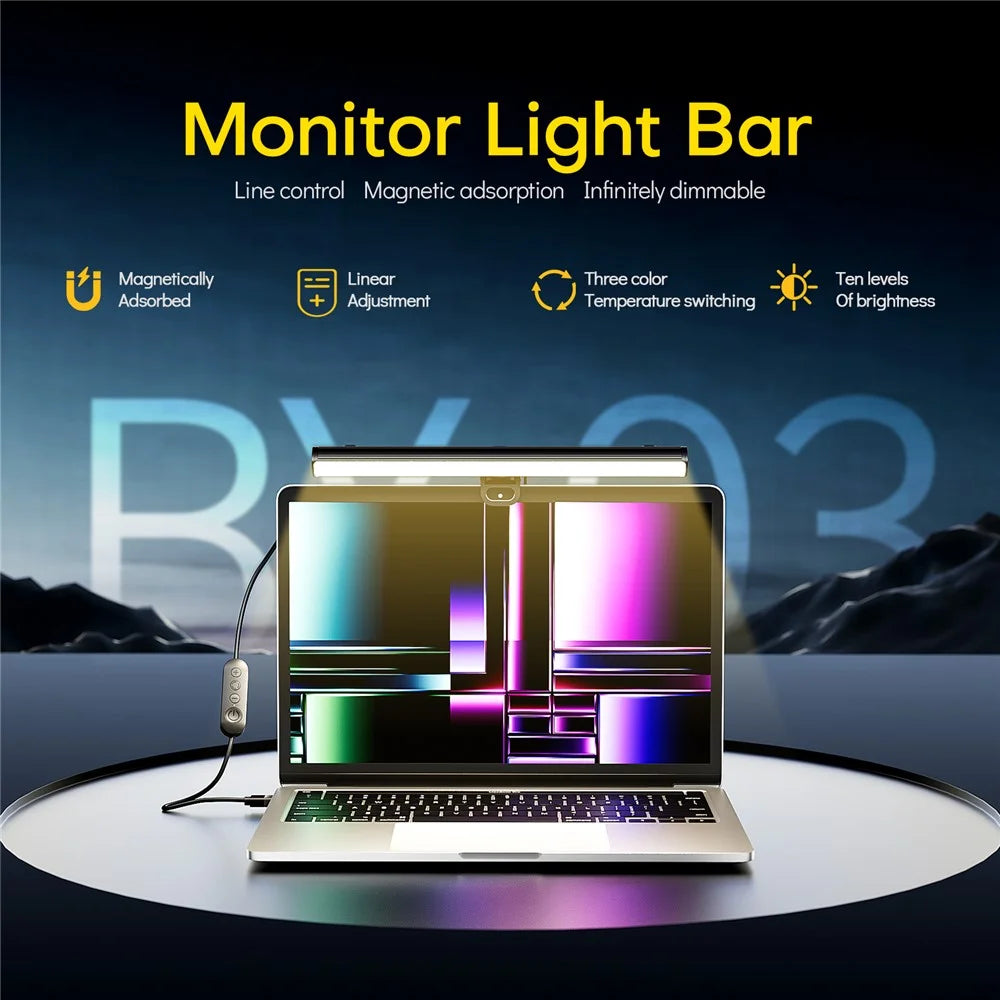 BY-03 Computer Monitor Light Bar Magnetic Eye-Caring Monitor Lamp Ambient Lighting for Video Conferencing / Streaming - 3