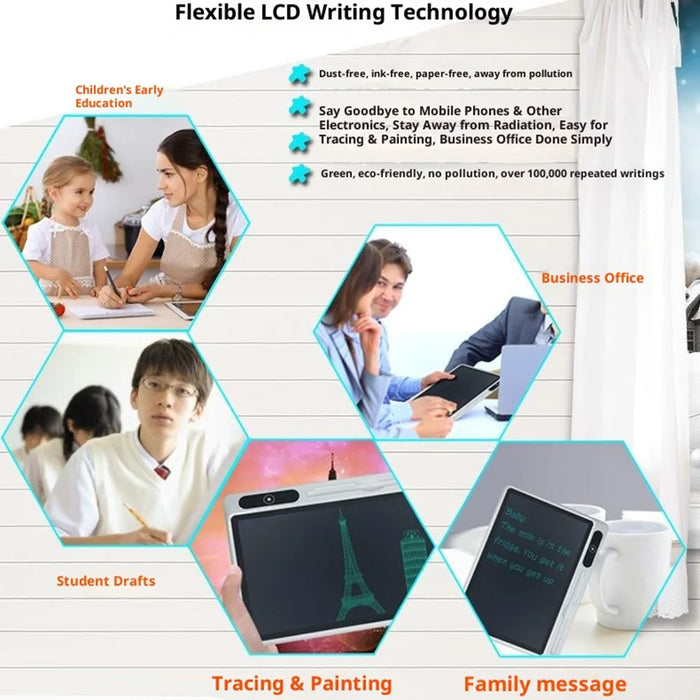 10.1 Inch LCD Writing Tablet Business High Brightness Writing Pad with Screen Lock  /  PU Leather Case - Black - 3