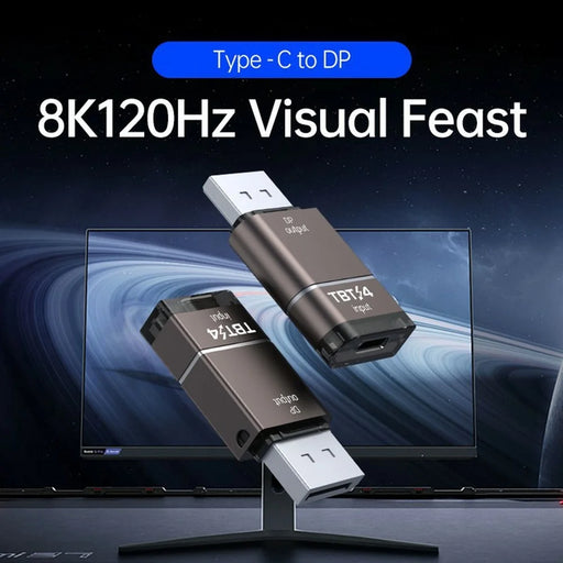 DP to Thunderbolt 3 / 4 / 5 Type-C Adapter 8K / 120Hz Wired Screen Mirroring for Monitors Audio Sync Plug and Play - 2