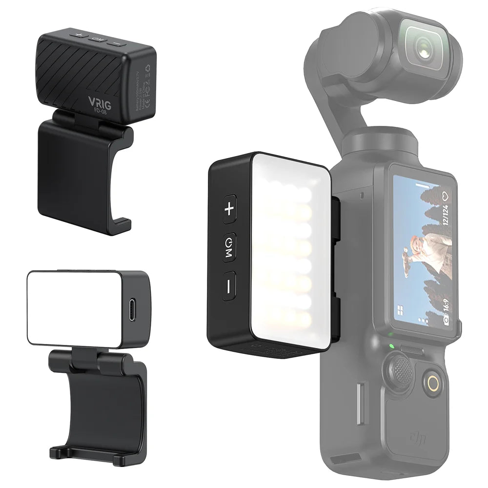 VRIG FD-08 For DJI Osmo Pocket 3 Camera LED Fill Light 3 Color Temperatures 360 Degree Rotation Photography Lamp - 1