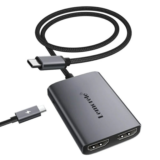 LEMORELE HD30 USB-C Hub Adapter with USB-C PD Charging Port, 3 in 1 Type-C to Dual HD Docking Station for PCs / Projectors - 1