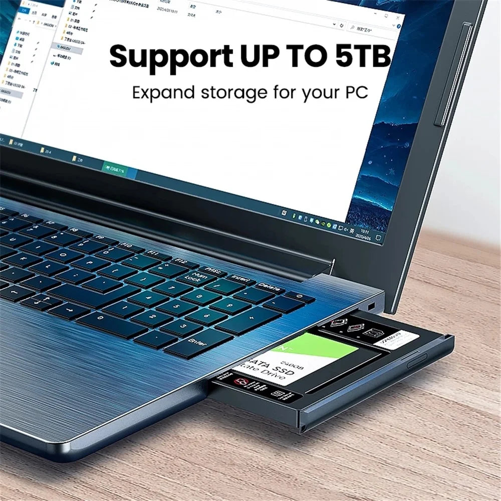 UGREEN 70657 SATA to USB 3.0 Hard Drive Caddy for 2.5" External Hard Drive Compatible with Laptop Hard Drive CD/DVD-ROM Caddy Tray - 2