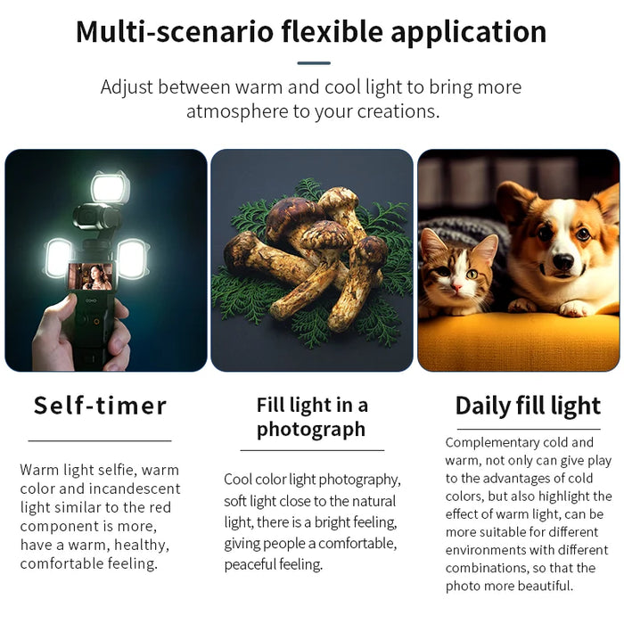 STARTRC For DJI Osmo Pocket 3 Camera Magnetic Fill Light Kit 3 Color Temperature Adjustable Photography Lamp - 7