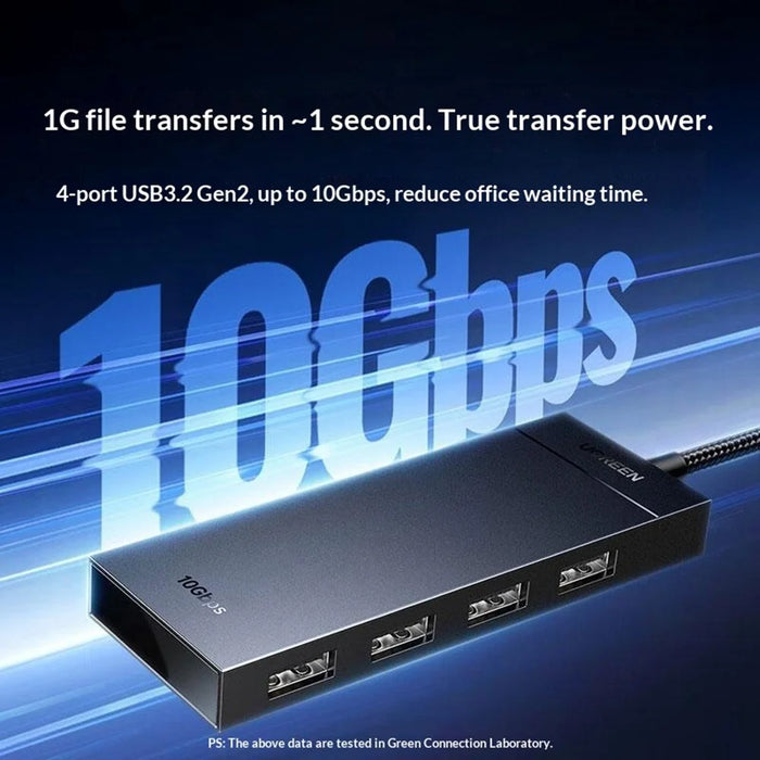 UGREEN CM806 35883 USB-A 4 Port Hub Adapter 0.15m 10Gbps High Speed Data Transfer Docking Station for Windows  /  Mac OS  /  Linux - 4