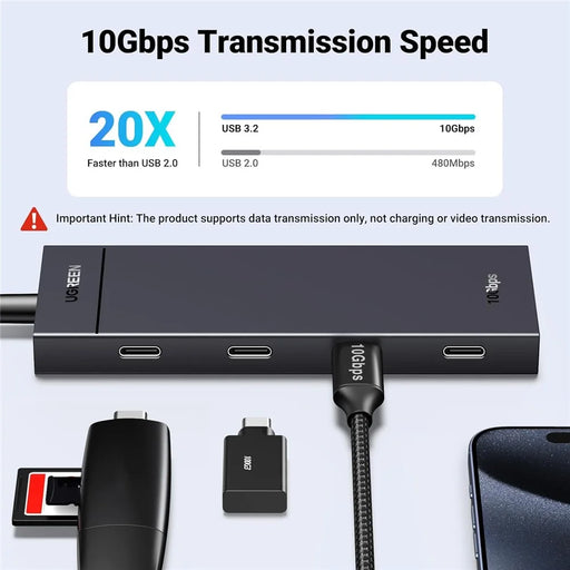 UGREEN 35584 USB C 4 in 1 Hub Adapter 0.3m Type-C to 4 Type-C Docking Station 10Gbps Data Transfer for PC / Laptop / Phone - 2