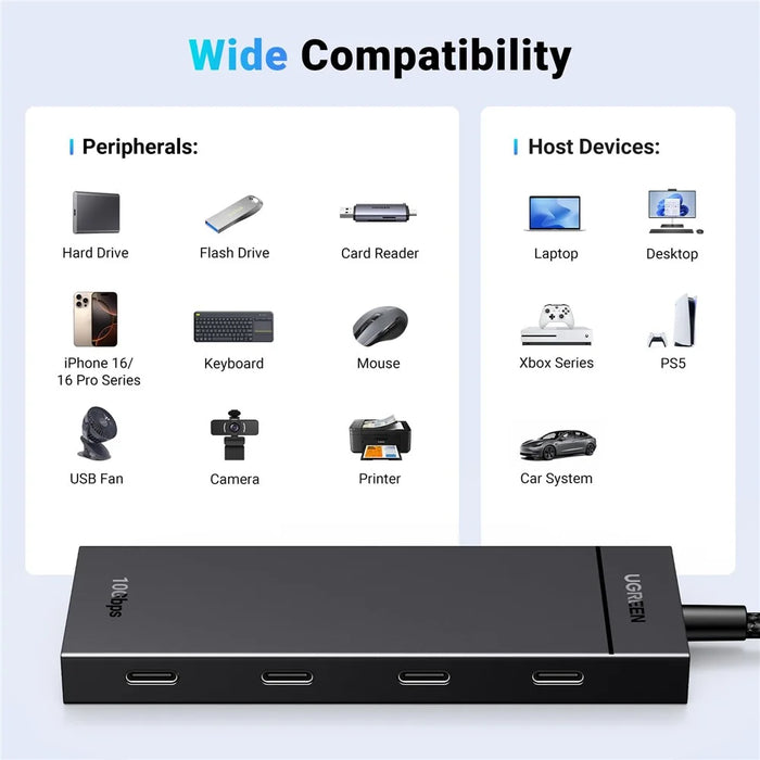 UGREEN 35584 USB C 4 in 1 Hub Adapter 0.3m Type-C to 4 Type-C Docking Station 10Gbps Data Transfer for PC / Laptop / Phone - 5