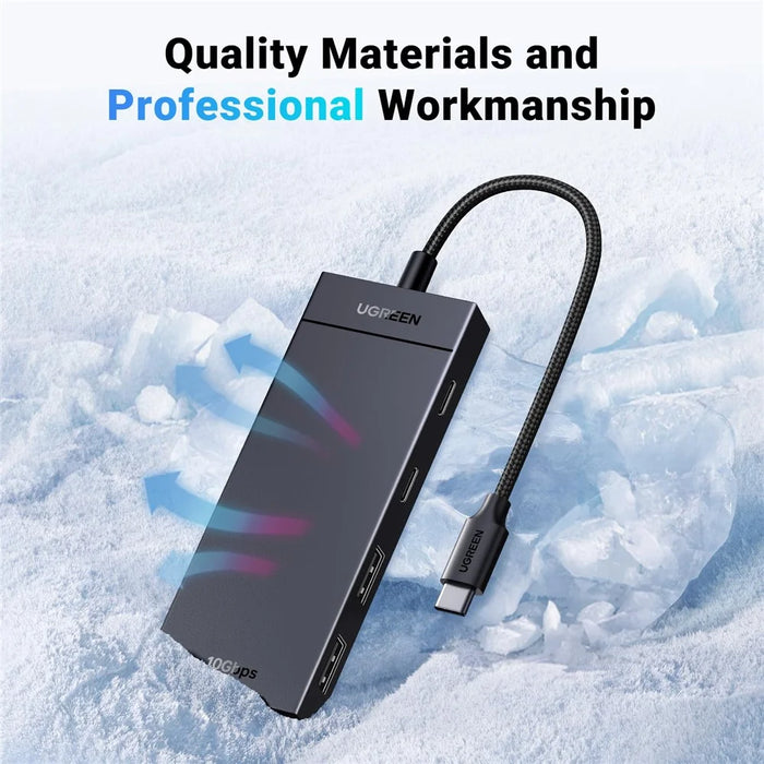 UGREEN 35583 4 in 1 USB C Hub Adapter 2 USB-C + 2 USB-A Ports 0.3m Docking Station 10Gbps Data Transfer for Windows  /  Mac OS  /  Linux - Black - 6