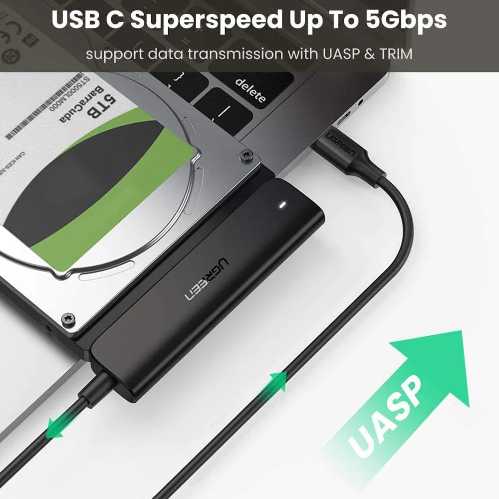 UGREEN 70610 SATA to USB C Adapter Cable for 2.5" SSD / HDD Hard Drive Connector 5Gbps Transfer Speed Support SATA III UASP Thunderbolt 3 Compatible with Samsung Seagate WD Hitachi Toshiba MacBook Pro - 4
