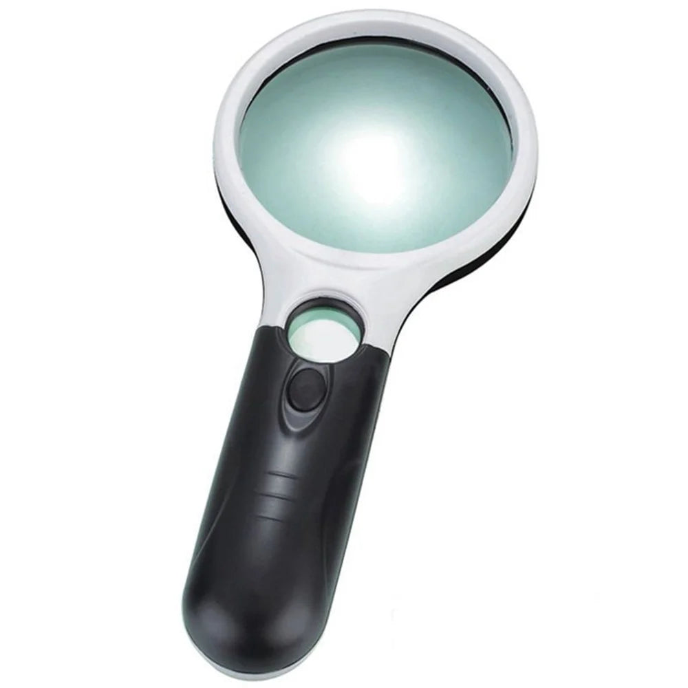 6902AB  3X + 45X Magnification Dual Lens Magnifying Glass with LED Light Handheld Jewelry Inspection Tool - 6902AB-75 - 1