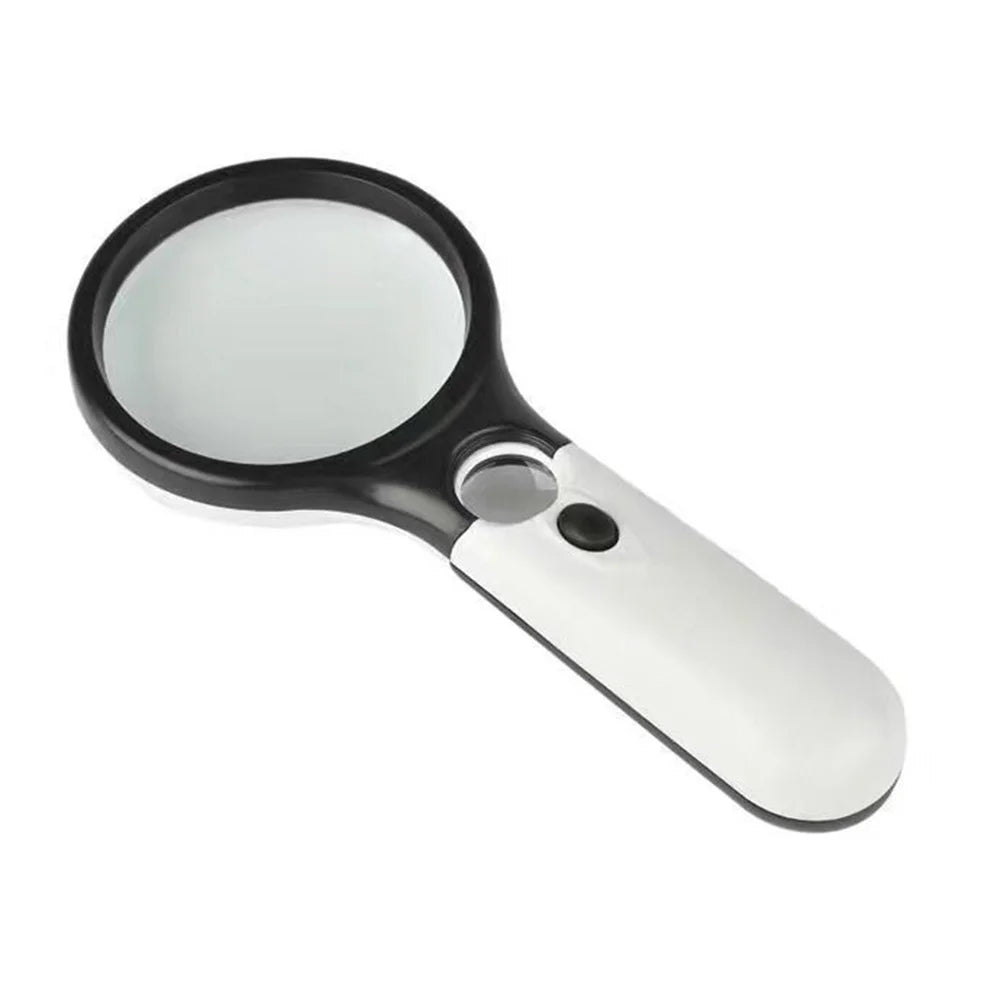 6902AB  3X + 45X Magnification Dual Lens Magnifying Glass with LED Light Handheld Jewelry Inspection Tool - 6902AB-75 - 3