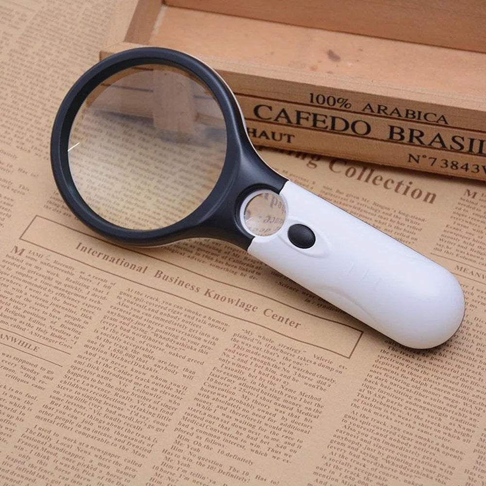 6902AB  3X + 45X Magnification Dual Lens Magnifying Glass with LED Light Handheld Jewelry Inspection Tool - 6902AB-75 - 5