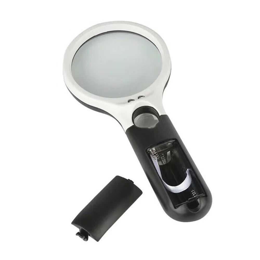 6902AB  3X + 45X Magnification Dual Lens Magnifying Glass with LED Light Handheld Jewelry Inspection Tool - 6902AB-75 - 6