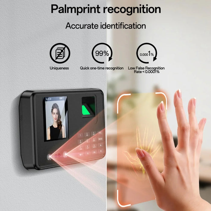 YESIDO KM30 Attendance Machine Time Clock Face Fingerprint Recognition Punch Card Reader Attendance Recorder - UK Plug - 4
