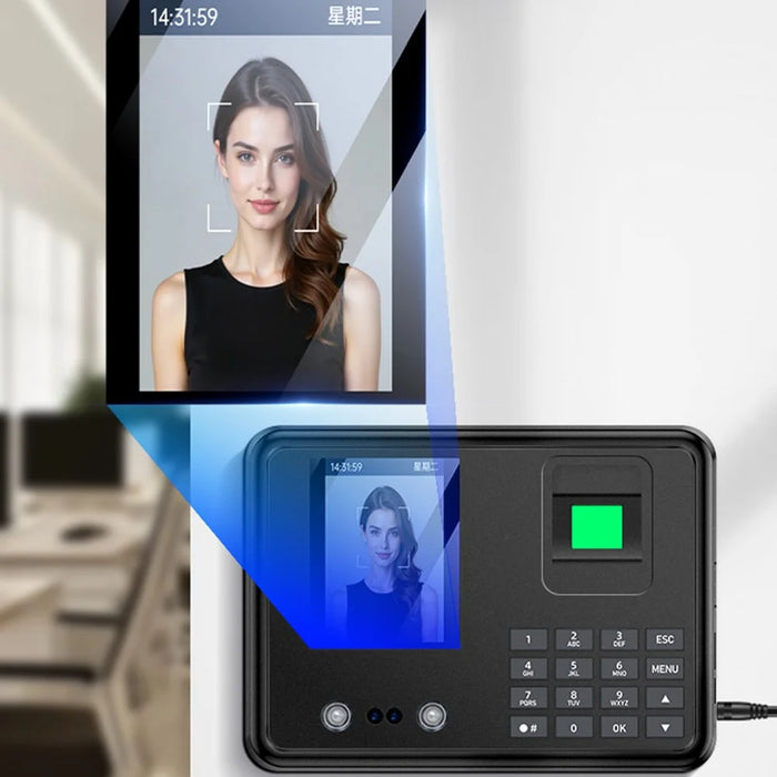 YESIDO KM30 Attendance Machine Time Clock Face Fingerprint Recognition Punch Card Reader Attendance Recorder - UK Plug - 6