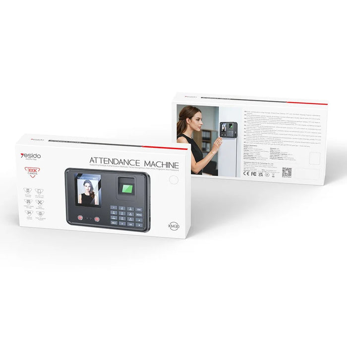 YESIDO KM30 Attendance Machine Time Clock Face Fingerprint Recognition Punch Card Reader Attendance Recorder - UK Plug - 7