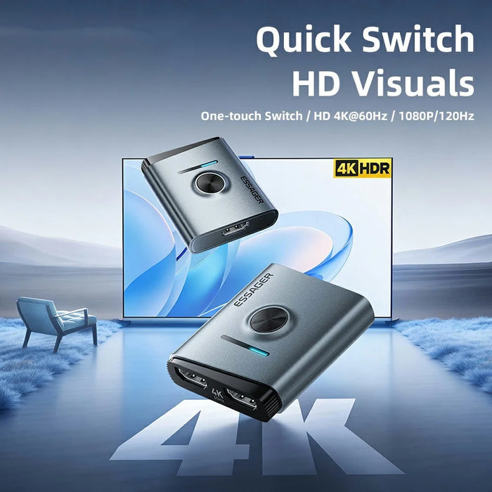 ESSAGER HD Switcher 2 in 1 out Dual-Way 4K 60Hz Video Switch for Gaming PC TV - 3