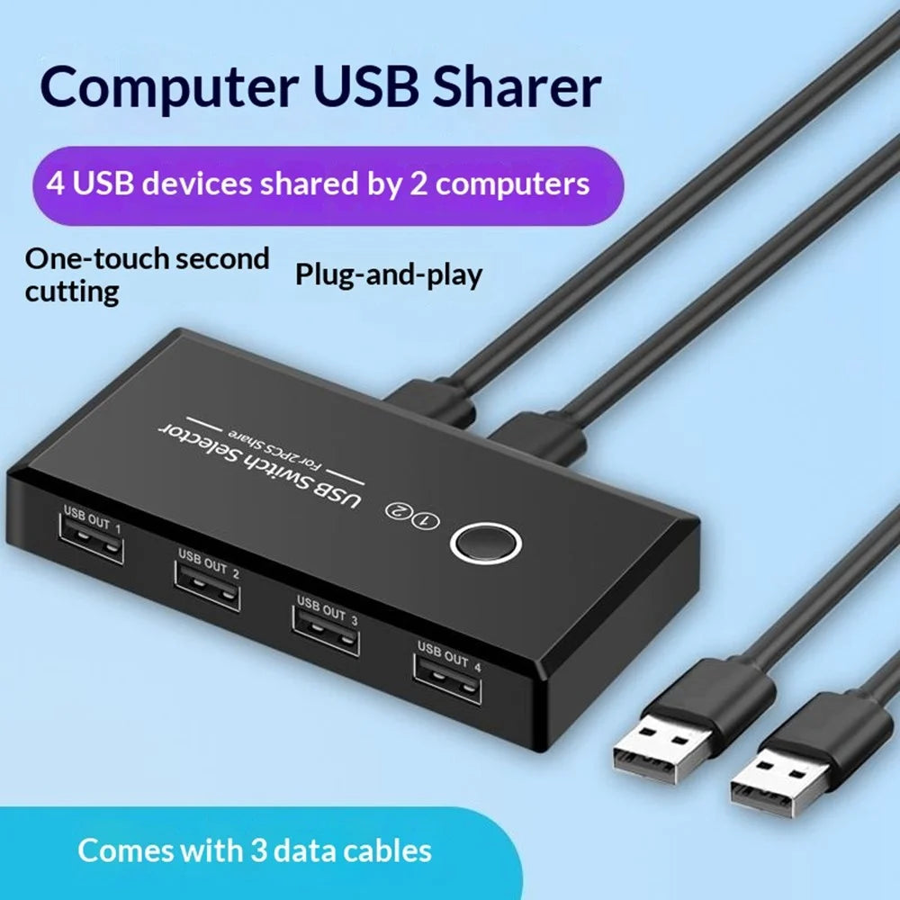KY23 KVM USB 2.0 Switch Selector 2 Input 4 Output Computer Sharing Splitter Hub for Printer Keyboard Mouse U Disk - 2