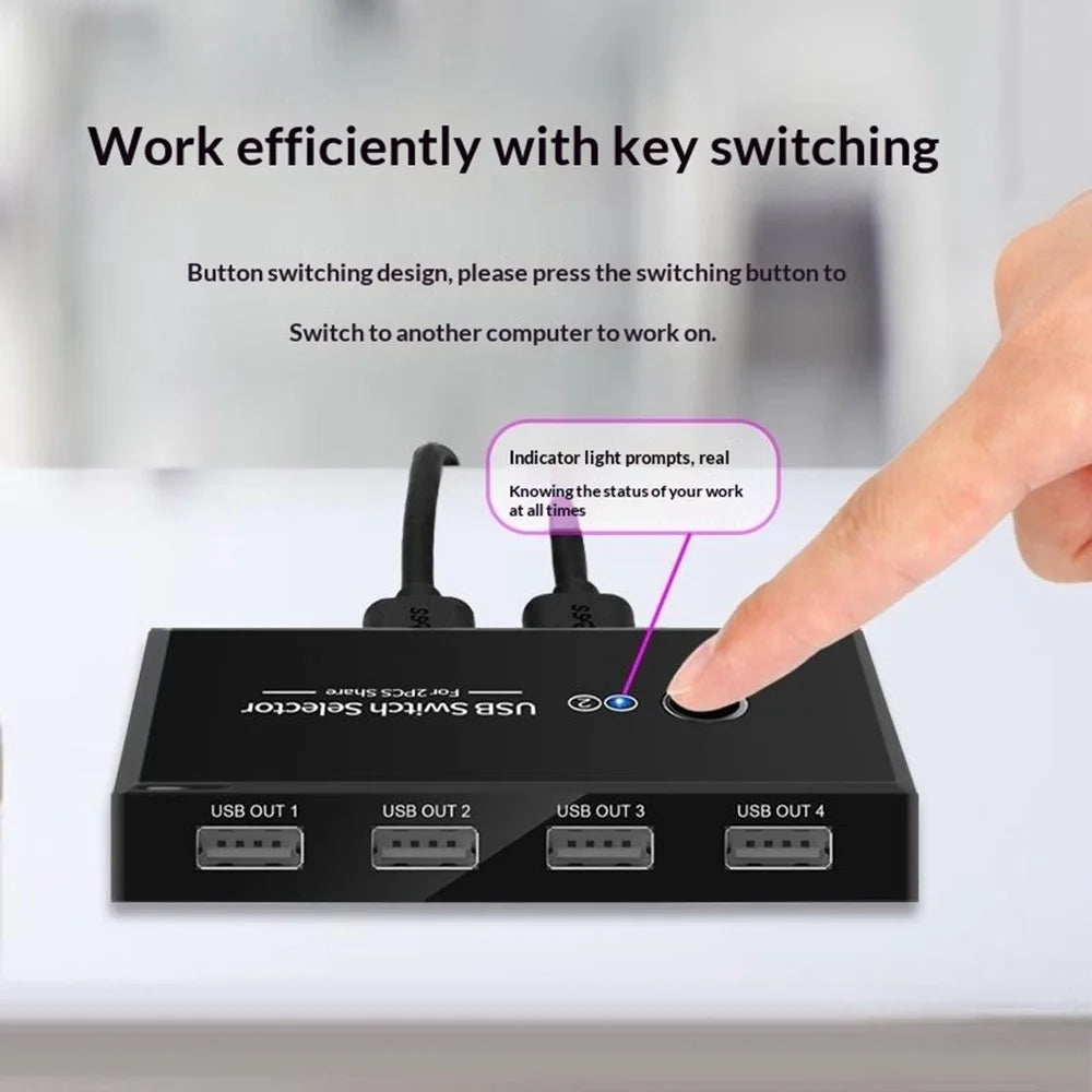 KY23 KVM USB 2.0 Switch Selector 2 Input 4 Output Computer Sharing Splitter Hub for Printer Keyboard Mouse U Disk - 5