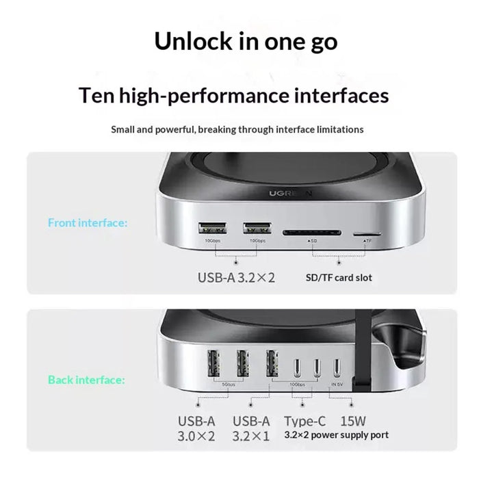 UGREEN CM841-65487 11-in-1 USB-C Hub for Mac Mini M4  /  M4 Pro M.2 NVMe SSD Enclosure Docking Station - 7