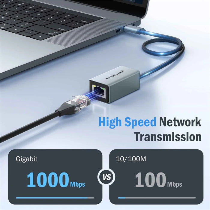 LEMORELE TC48 USB-C to Ethernet Adapter Gigabit RJ45 Network Converter for Laptop Tablet Phone - Silver Grey - 4
