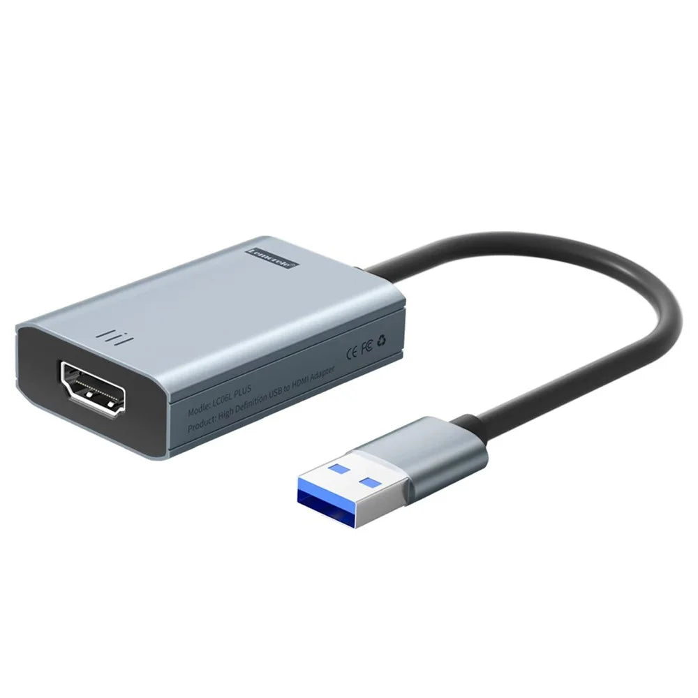 LEMORELE LC06 Plus USB-A to HD Converter Cable 4K / 30Hz Screen Mirroring Adapter for Phone Computer - Silver Grey - 1