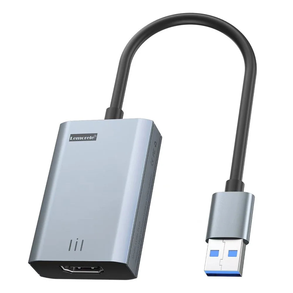 LEMORELE LC06 Plus USB-A to HD Converter Cable 4K / 30Hz Screen Mirroring Adapter for Phone Computer - Silver Grey - 2