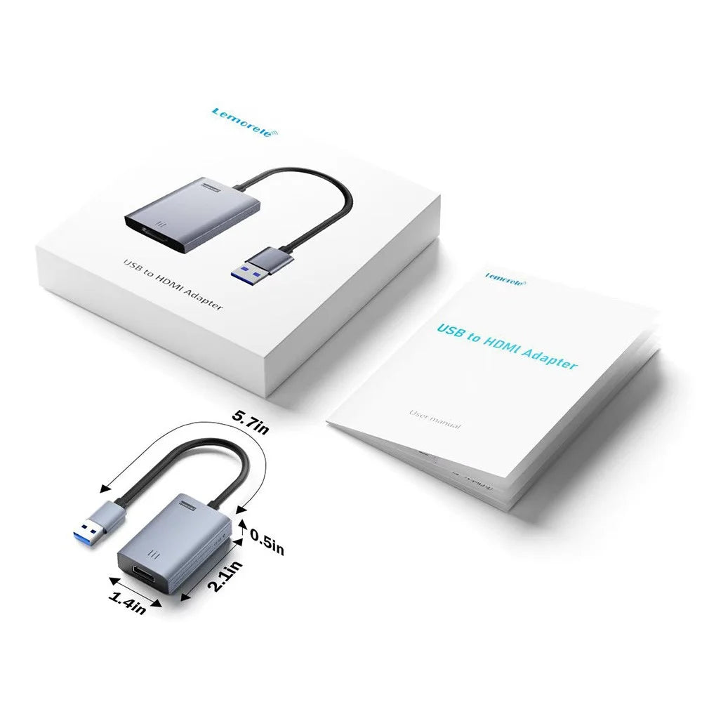 LEMORELE LC06 Plus USB-A to HD Converter Cable 4K / 30Hz Screen Mirroring Adapter for Phone Computer - Silver Grey - 3