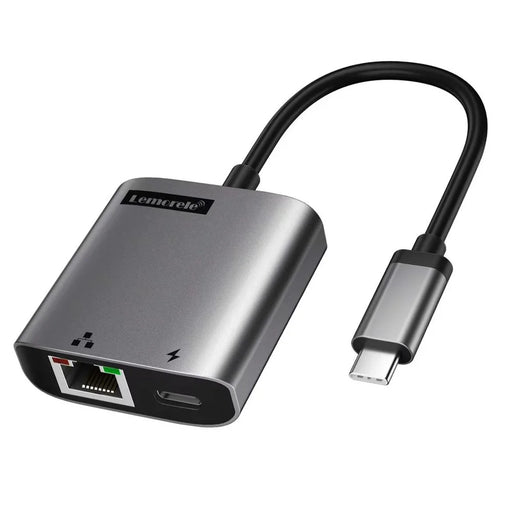 LEMORELE TC35 USB-C to 2.5G Ethernet Adapter PD 100W Fast Charging Hub Gigabit Network Converter - Black - 1