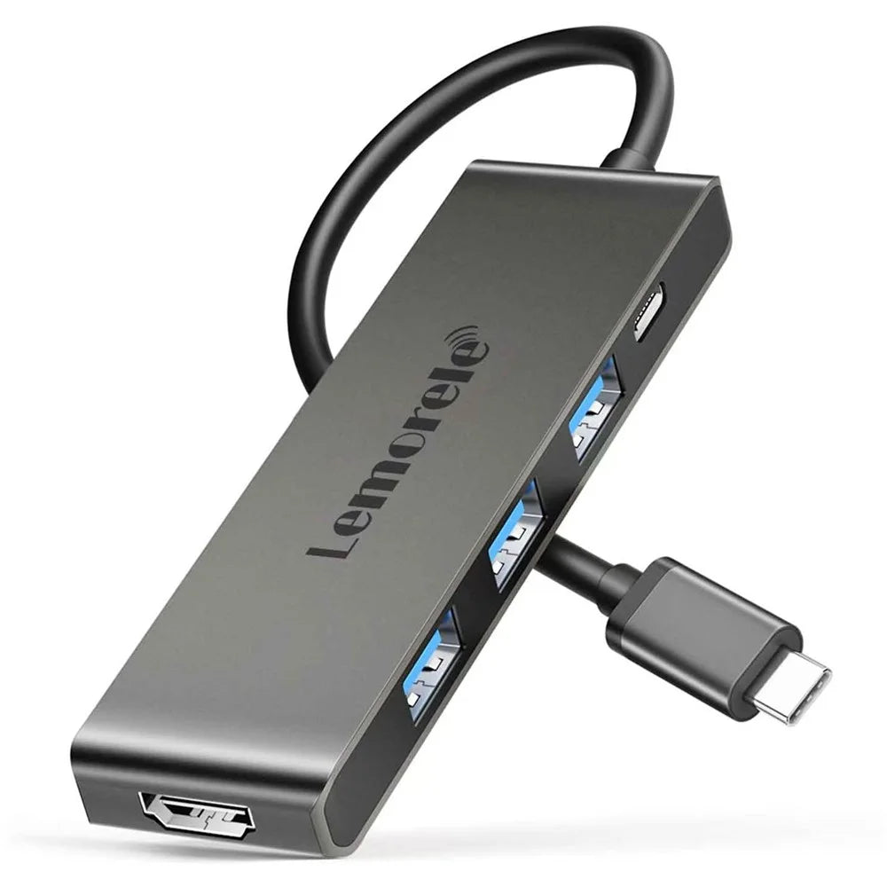 LEMORELE TC22L 5 in 1 USB-C Hub PD 100W Charging 4K / 30Hz HD 3x USB 3.0 Expansion Dock - Black - 1