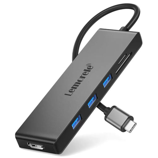 LEMORELE TC23L 6 in 1 USB-C Hub 4K HD 3x USB3.0 Docking Station SD / TF Card Reader - Black - 1