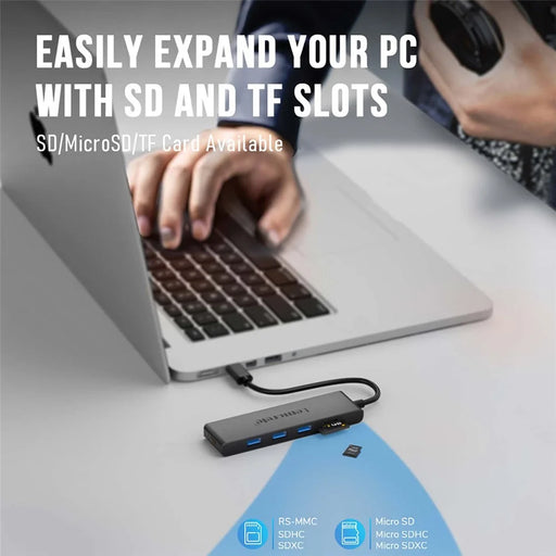 LEMORELE TC23L 6 in 1 USB-C Hub 4K HD 3x USB3.0 Docking Station SD / TF Card Reader - Black - 2