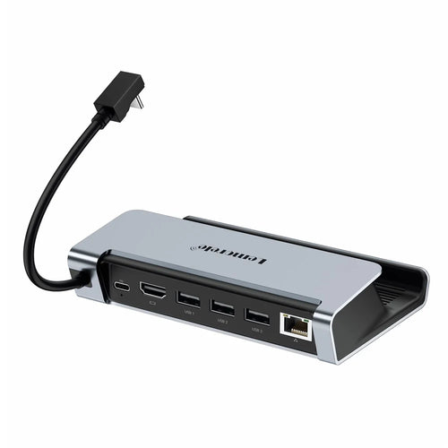 LEMORELE X23L 6 in 1 Docking Station for Steam Deck / Nintendo Switch / Asus ROG Ally (2023) PD 100W Charging 4K / 30Hz HD Ethernet Hub - Silver Grey - 1