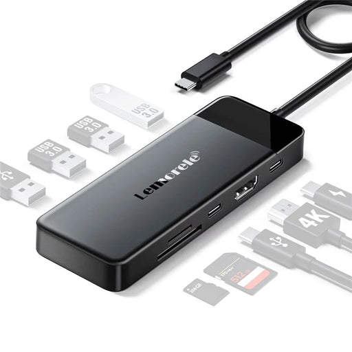LEMORELE TC92 9 in 1 USB-C Hub PD 100W Fast Charging 4K HD USB 3.0 Docking Station SD / TF Card Reader - Black - 1