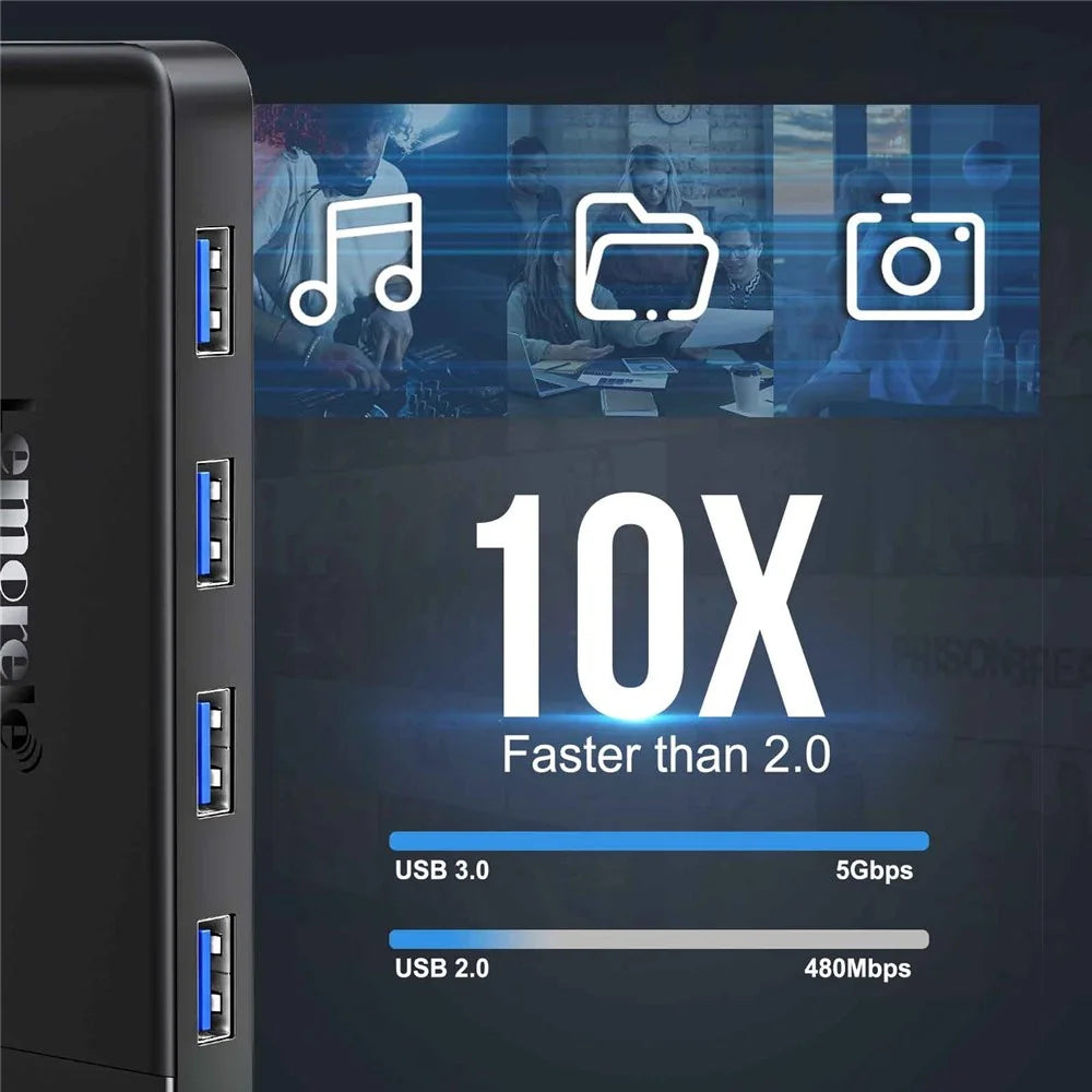 LEMORELE TC92 9 in 1 USB-C Hub PD 100W Fast Charging 4K HD USB 3.0 Docking Station SD / TF Card Reader - Black - 6