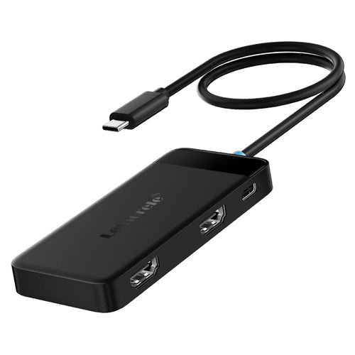 LEMORELE TC122 6 in 1 USB C Hub Dual HD 4K 30Hz + PD 100W Fast Charging + 3 USB Ports Dock Station for MacBook Laptop - Black - 1