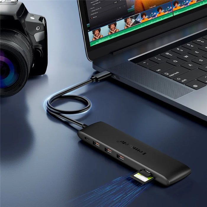 LEMORELE TC97 12 in 1 USB C Hub Dual HD + VGA 10Gbps High Speed USB Card Reader Laptop Docking Station - Silver Grey - 7