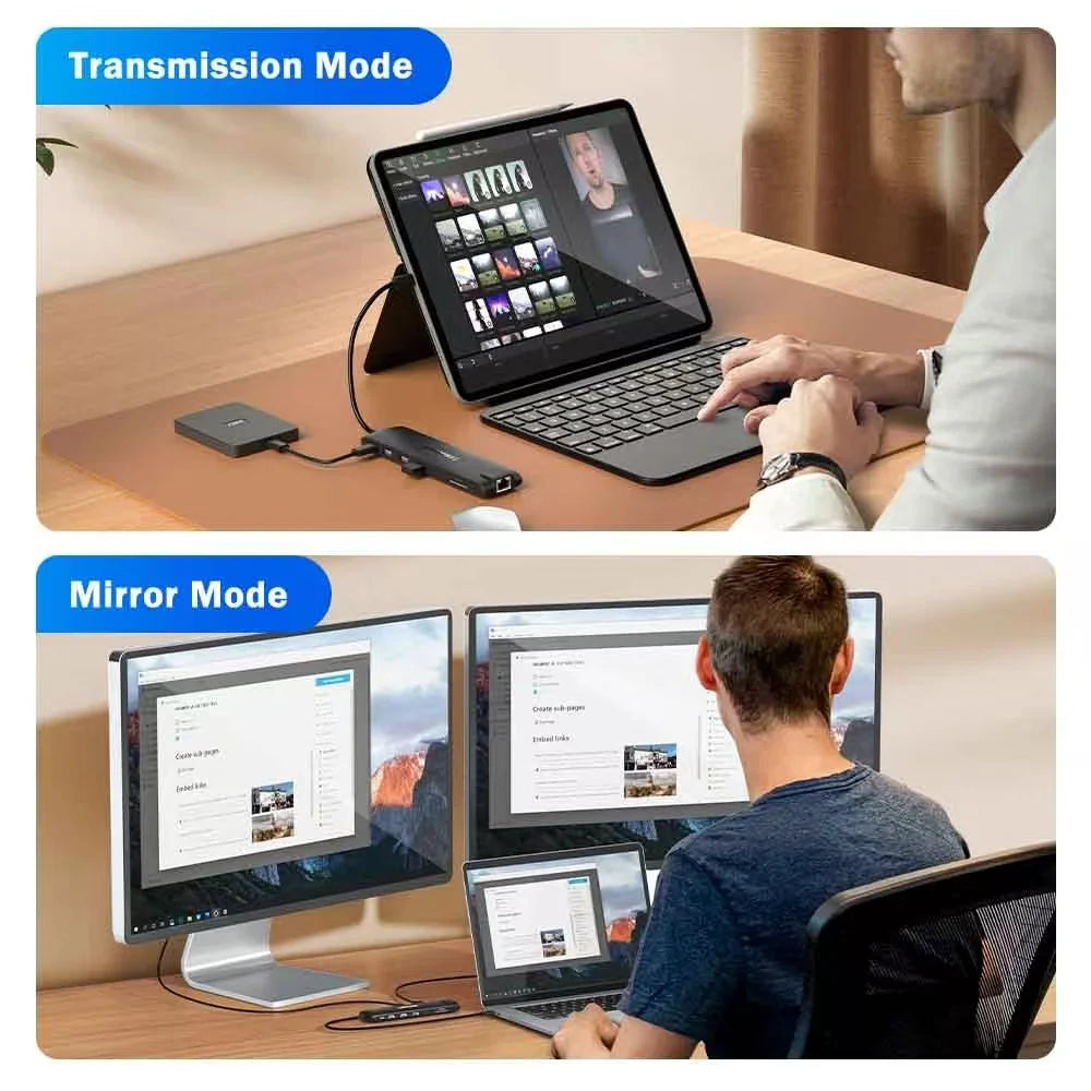LEMORELE TC96 13 in 1 USB C Hub Docking Station Gigabit Ethernet Triple Display 4K HD VGA for Business Laptop - 6