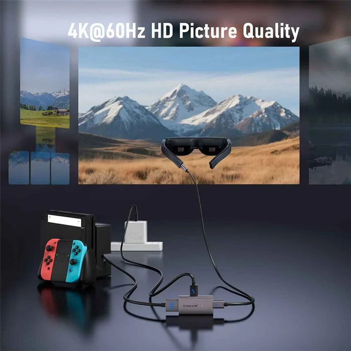 LEMORELE LD48L Type-C Video Capture Adapter 4K 60Hz HD Converter for Switch PS5 Steam Deck Gaming AR Glasses - Silver Grey - 2